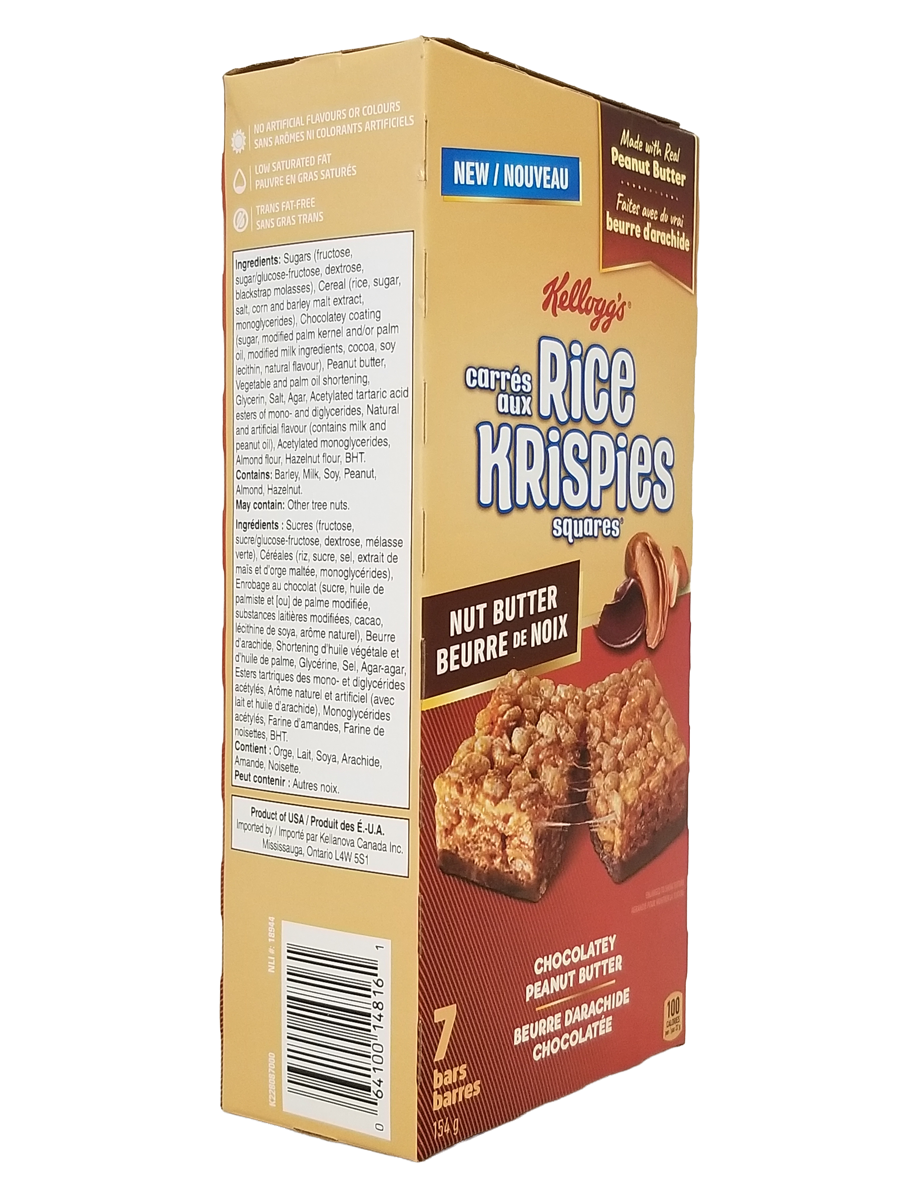 Box of Kellogg's Rice Krispies Nut Butter flavor on a white background