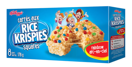 Kellogg's Rice Krispies Square Bars, 8ct, Rainbow Cereal Bars 176g/6.2oz., Box
