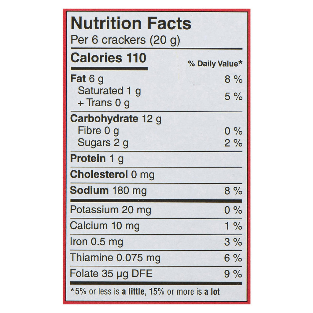 Kellogg's Town House Original Crackers, 391g/13.7 oz. Box Nutrition Facts