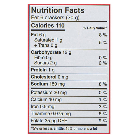 Kellogg's Town House Original Crackers, 391g/13.7 oz. Box Nutrition Facts