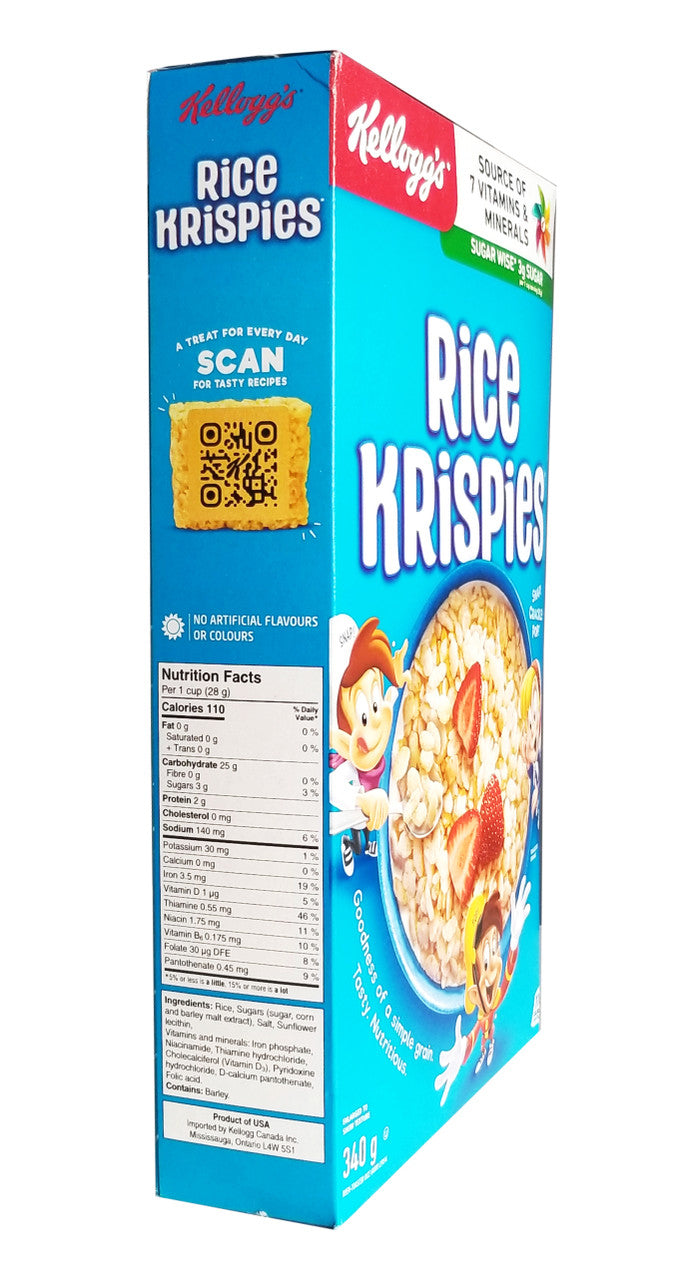 Kellogg's, Rice Krispies Cereal, 340g/12 oz., {Imported from Canada}