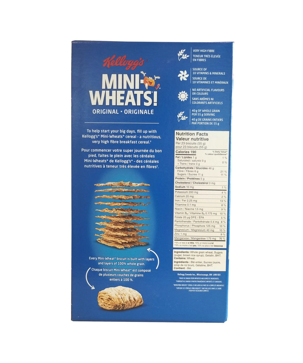 Kellogg's Mini-Wheats Cereal Jumbo Size 1.6kg/3.5 lbs., {Imported from Canada}