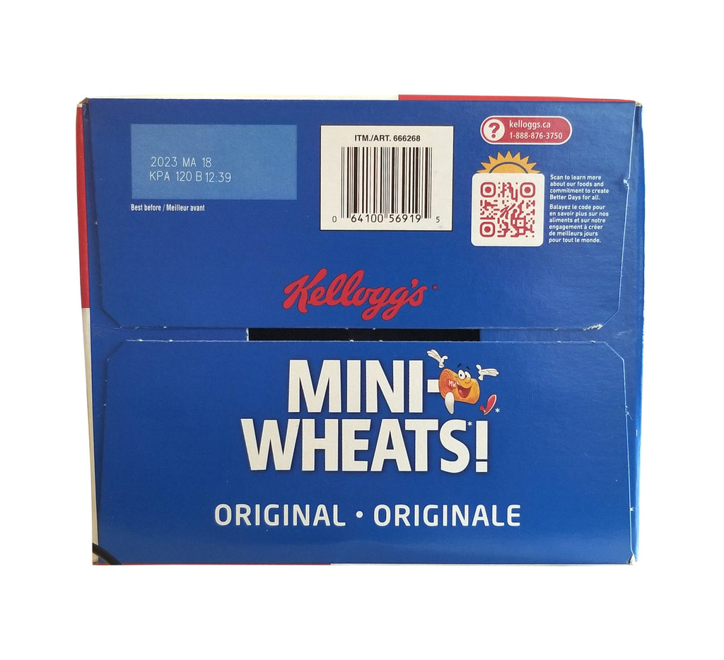 Kellogg's Mini-Wheats Cereal Jumbo Size 1.6kg/3.5 lbs., {Imported from Canada}