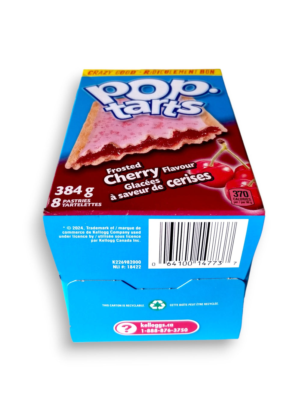 Kellogg's Pop-Tarts, Frosted Cherry Flavored, 8 pastries, 384g, bottom of box.