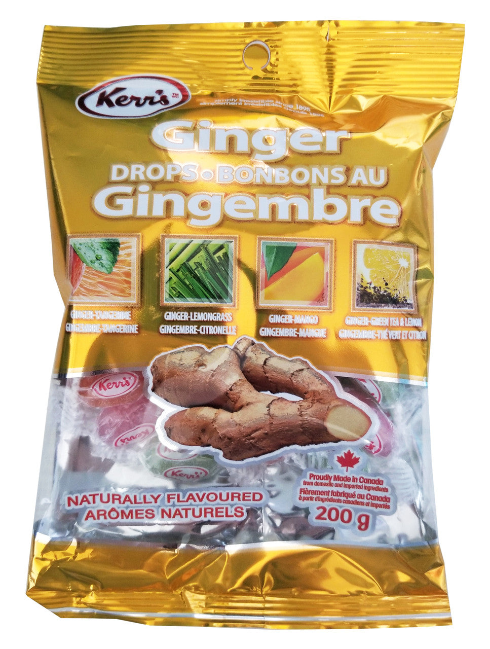 Kerr's Ginger Drops Hard Candies, 200g/7 oz. Bag {Imported from Canada}