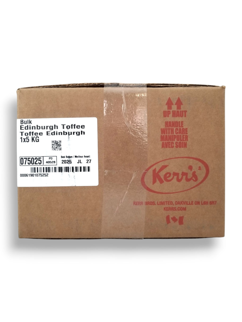 Kerr's Bulk Edinburgh Assorted Toffee Candies, 5kg/11 lbs. - Front Of Box