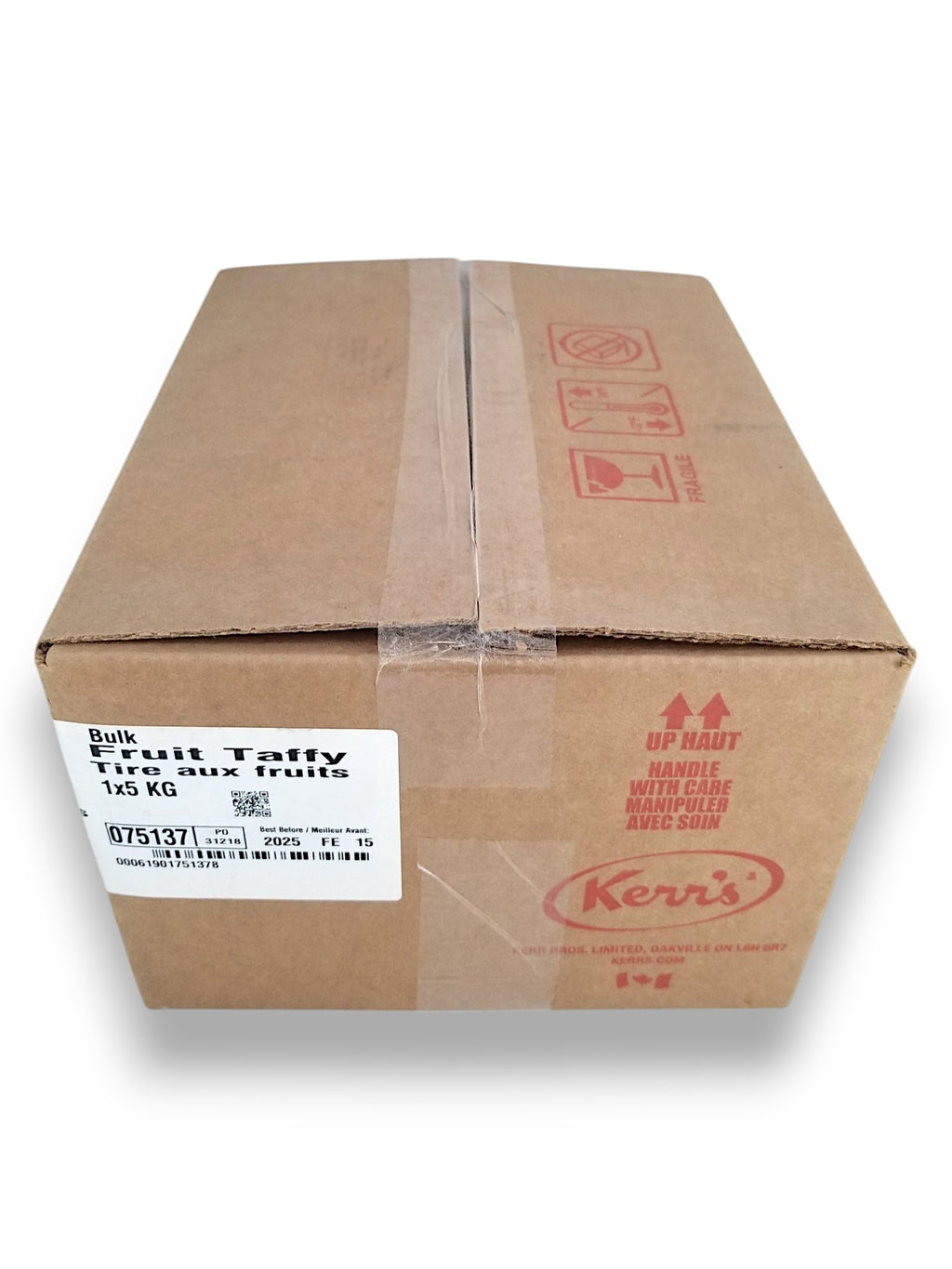 Kerr's Bulk Assorted Fruit Taffy Candy, 5kg/11 lbs. - Top Of Box