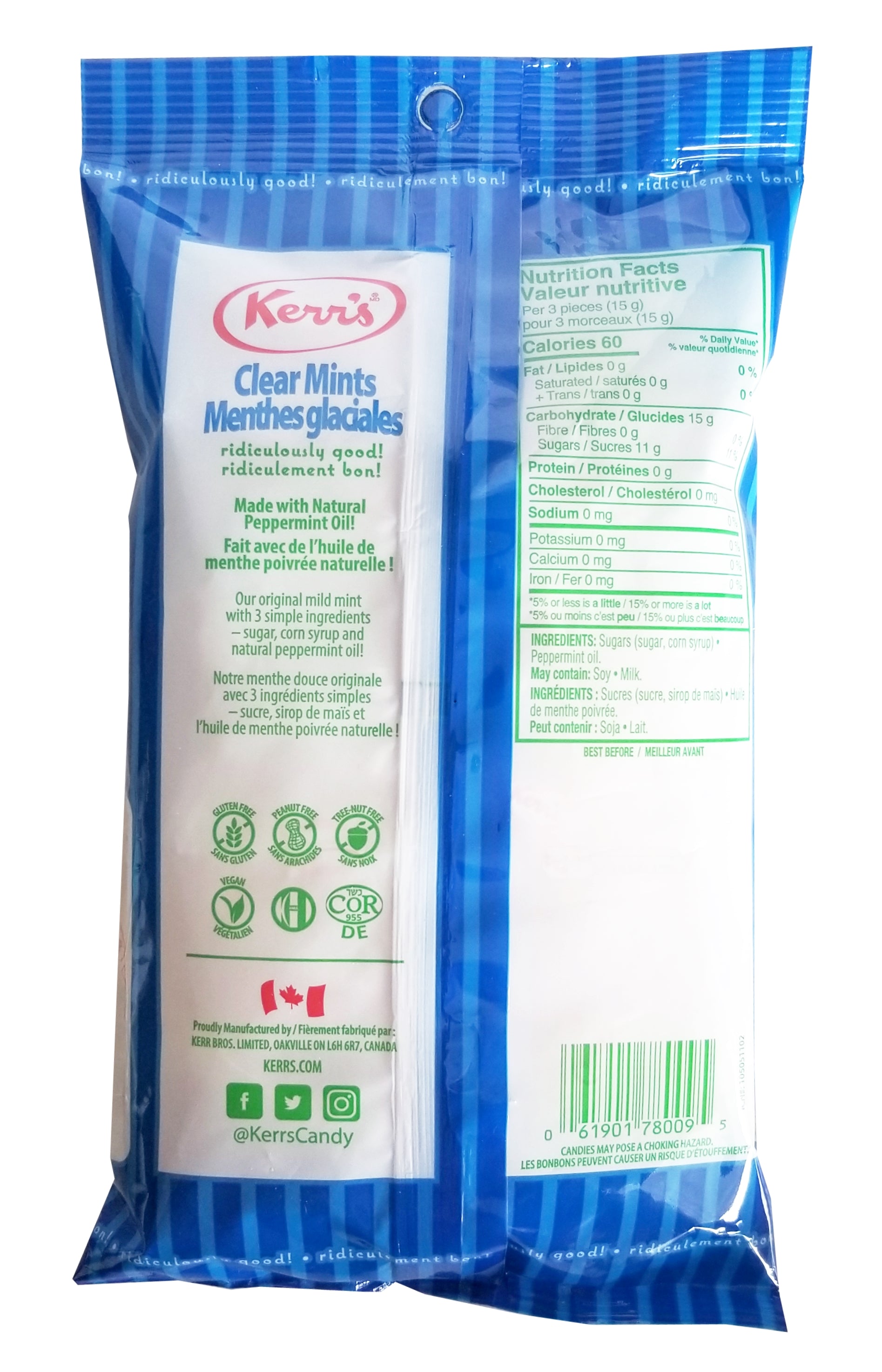 Instant Mints Kerr's Clear Mints, Individually Wrapped, 400g/14 oz