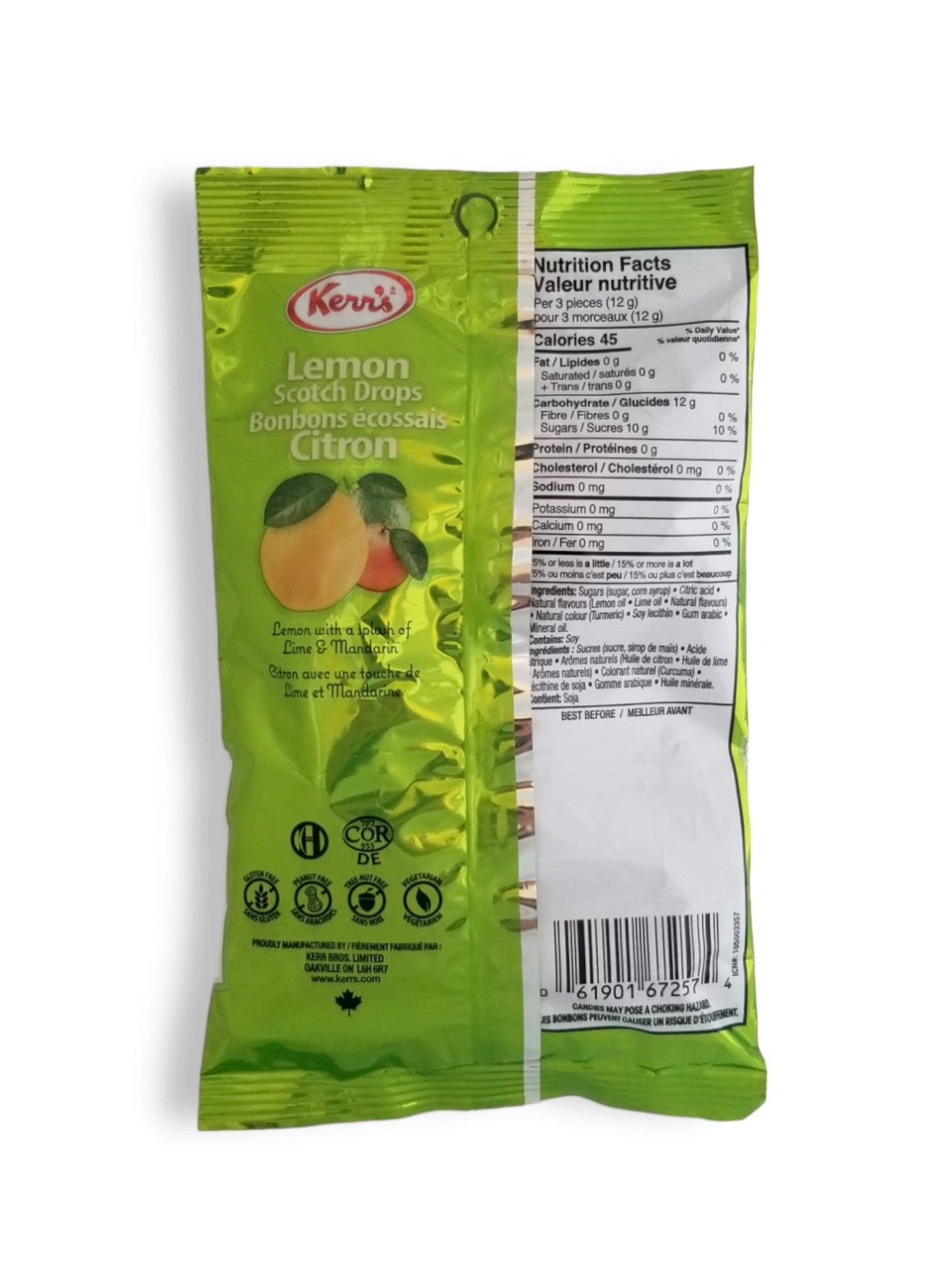 Kerr's Lemon Scotch Drops, 180g/6.3 oz. Bag