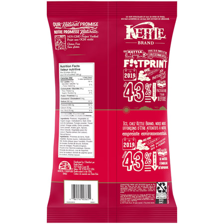 Back of Kettle Brand Loaded Ketchup potato chips 198 g / 7 oz bag