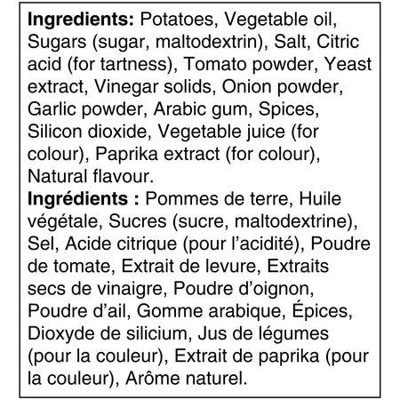 Ingredients label for Kettle Brand Loaded Ketchup potato chips