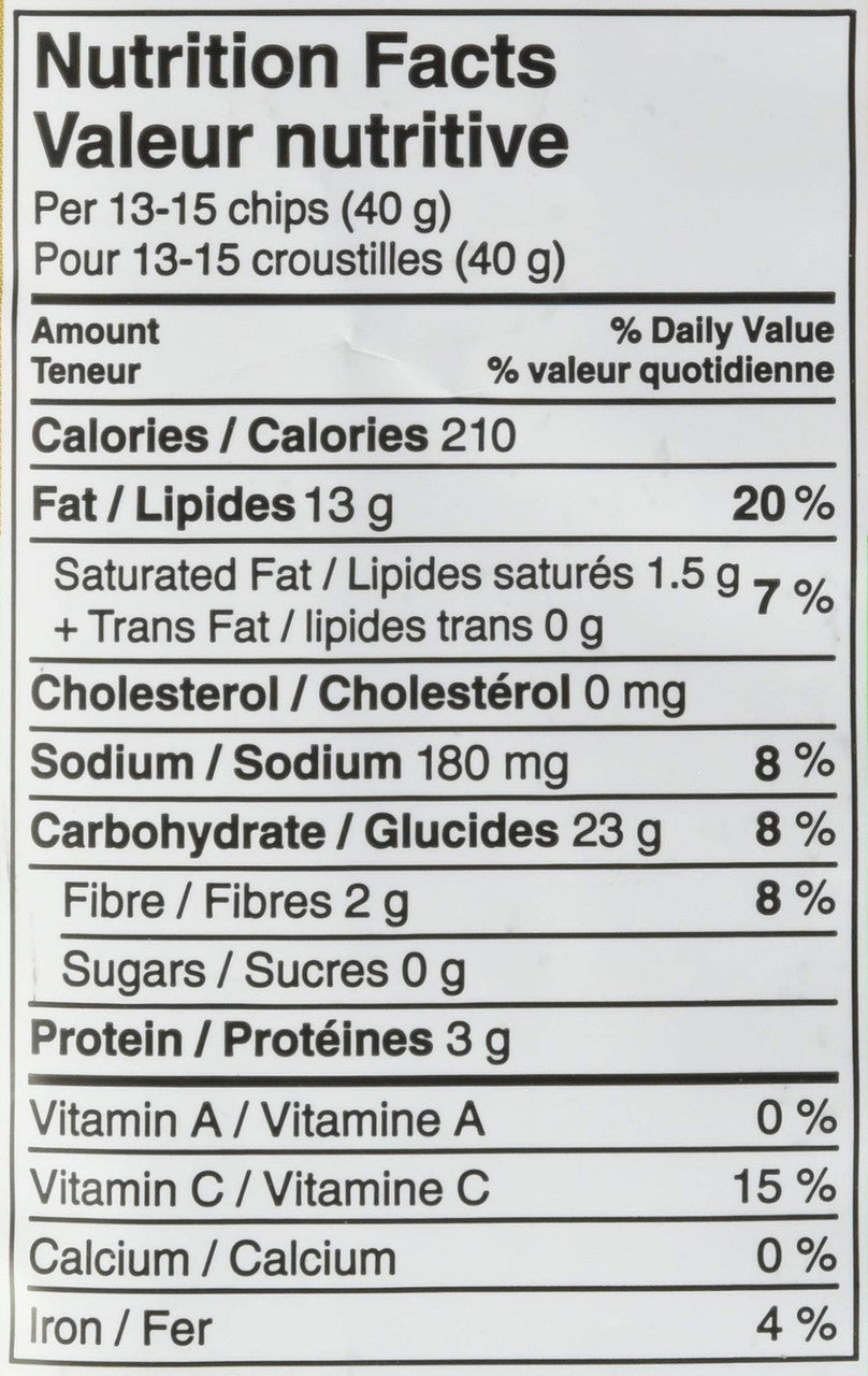 Kettle Dill Pickle Krinkle Cut Potato Chips, 220g/7.8oz. Bag Nutrition Facts