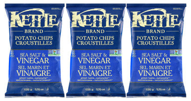 Kettle Chips Sea Salt & Vinegar Chips, 220g/ 7.8 oz (3pk) {Imported from Canada}