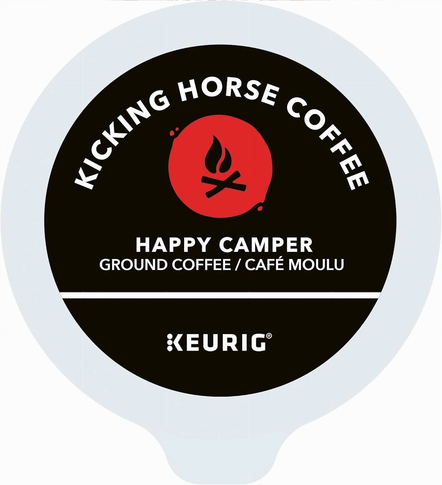 Kicking Horse Coffee Happy Camper K-Cup pod on a white background