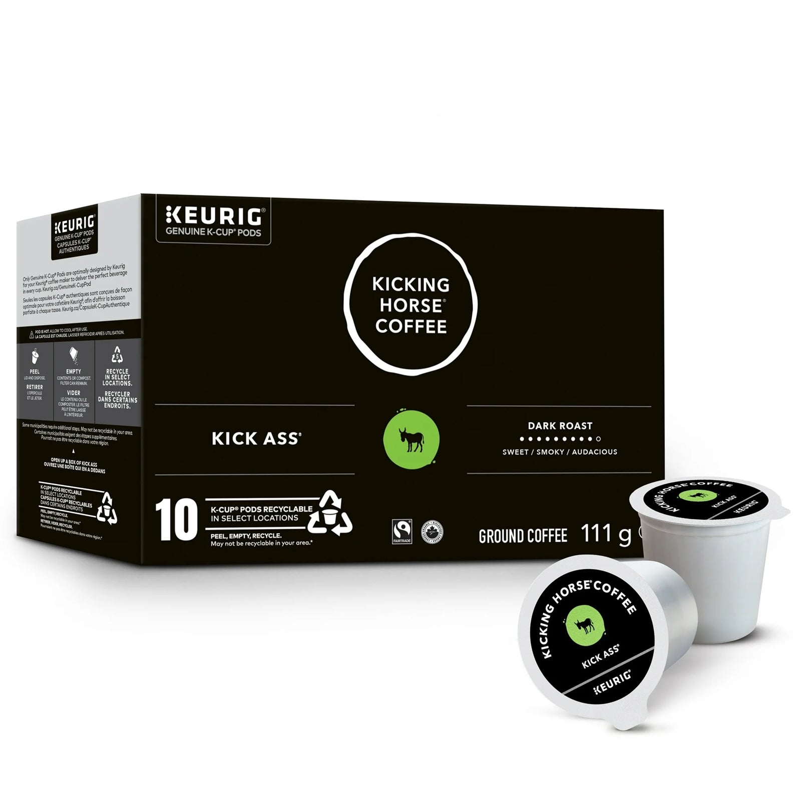 Kicking Horse Kick Ass, Dark Roast K-Cup Coffee, 10-Pack 111g (3.9oz)