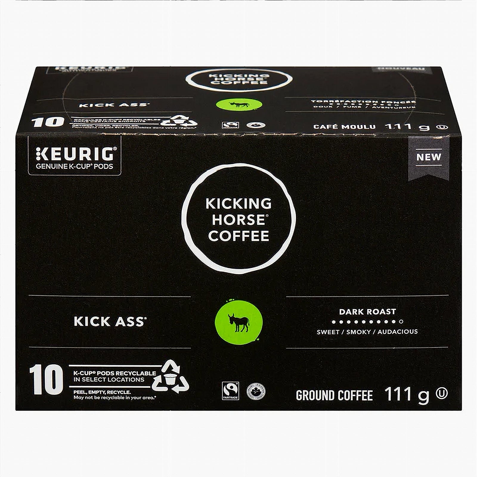 Kicking Horse Kick Ass, Dark Roast K-Cup Coffee, 10-Pack 111g (3.9oz)