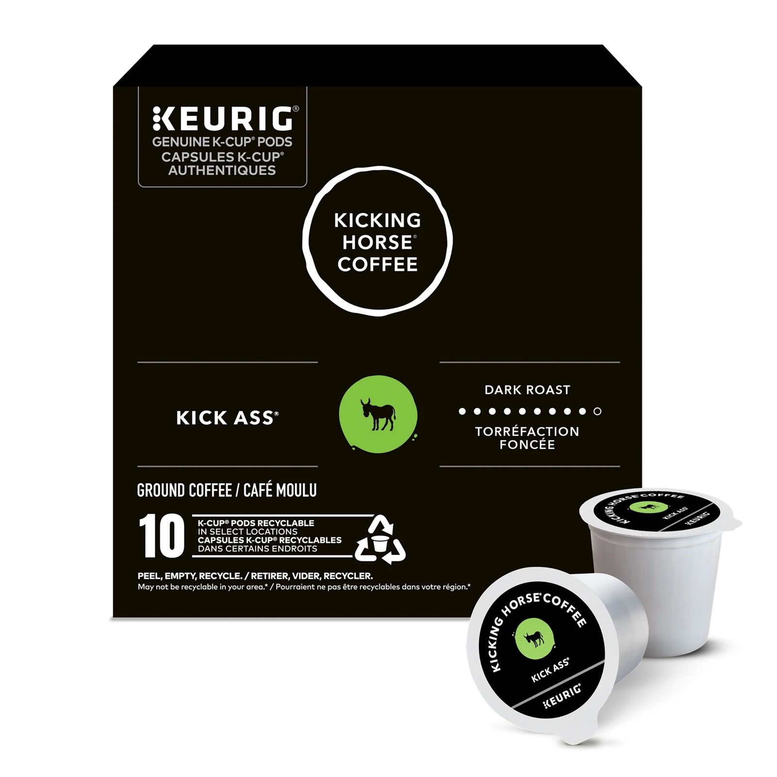 Kicking Horse Kick Ass, Dark Roast K-Cup Coffee, 10-Pack 111g (3.9oz)