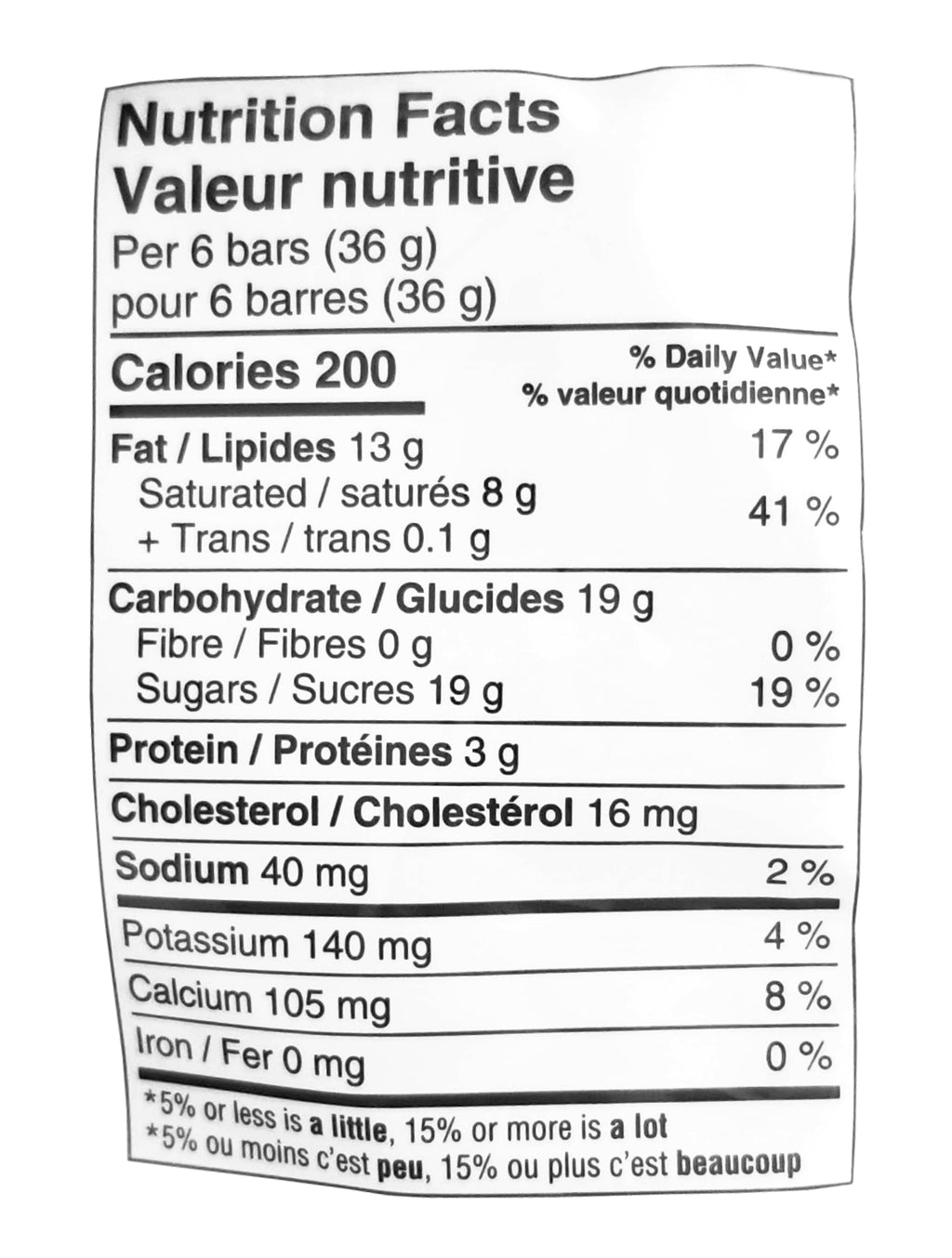 Kinder Milk Chocolate Minis Nutrition Facts Label