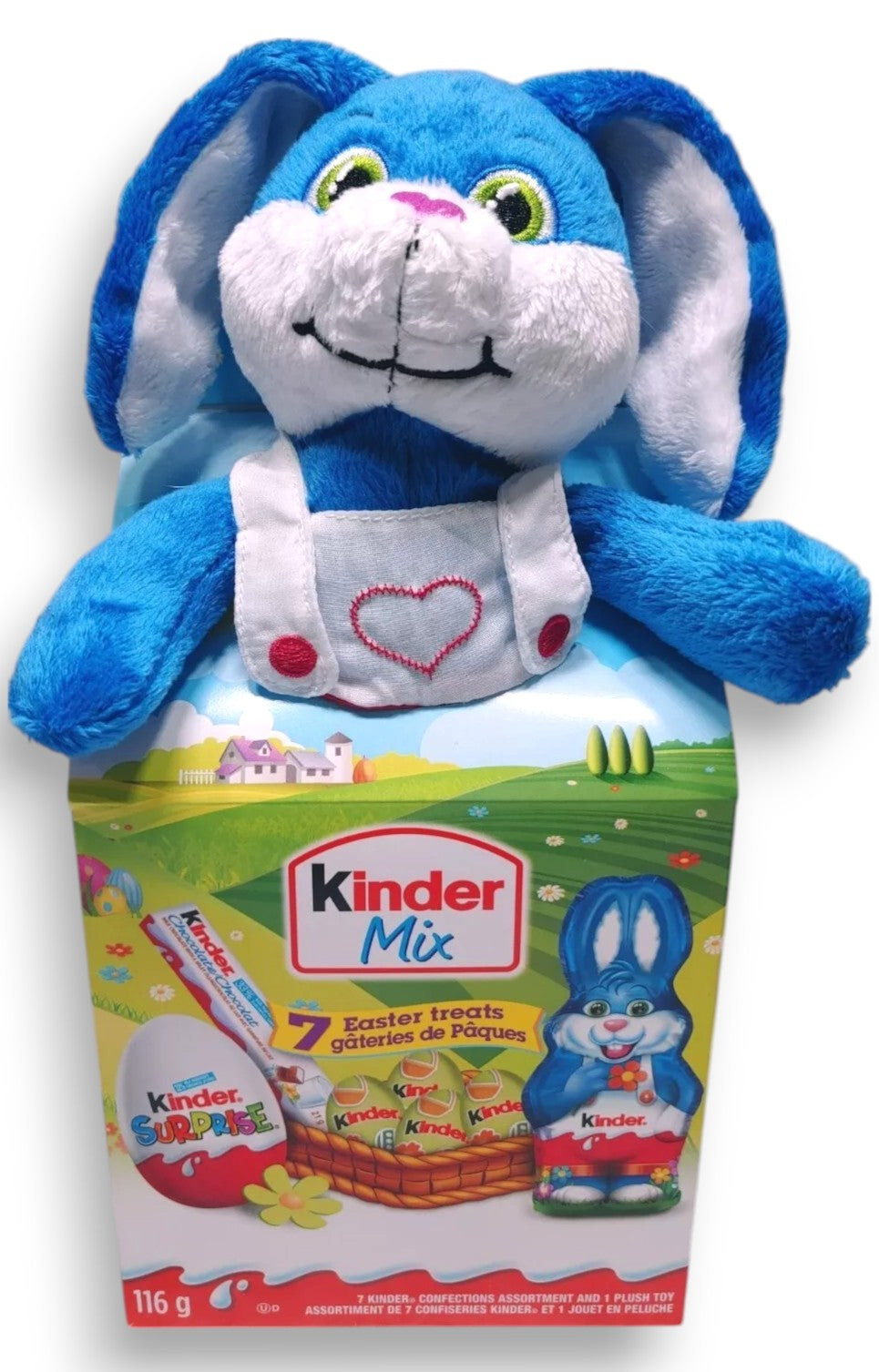 Kinder Mix, 7 Easter Treats & 1 Plush Toy, 116g/4.1 oz. - Front Of Bunny Package
