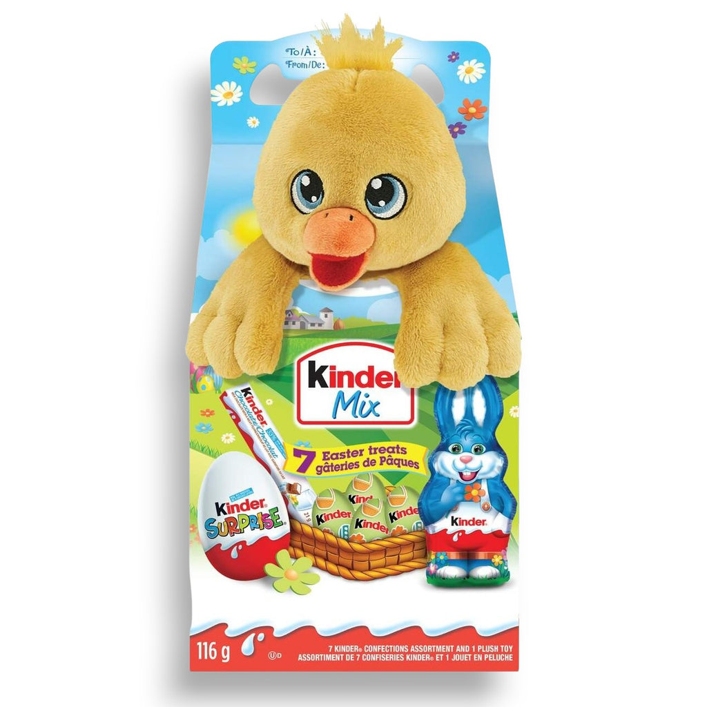 Kinder Mix, 7 Easter Treats & 1 Plush Toy, 116g/4.1 oz. - Front Of Duck Package
