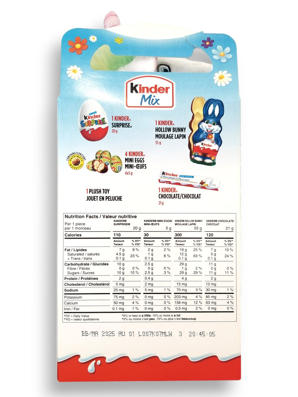Kinder Mix, 7 Easter Treats & 1 Plush Toy, 116g/4.1 oz. - Back Of Package