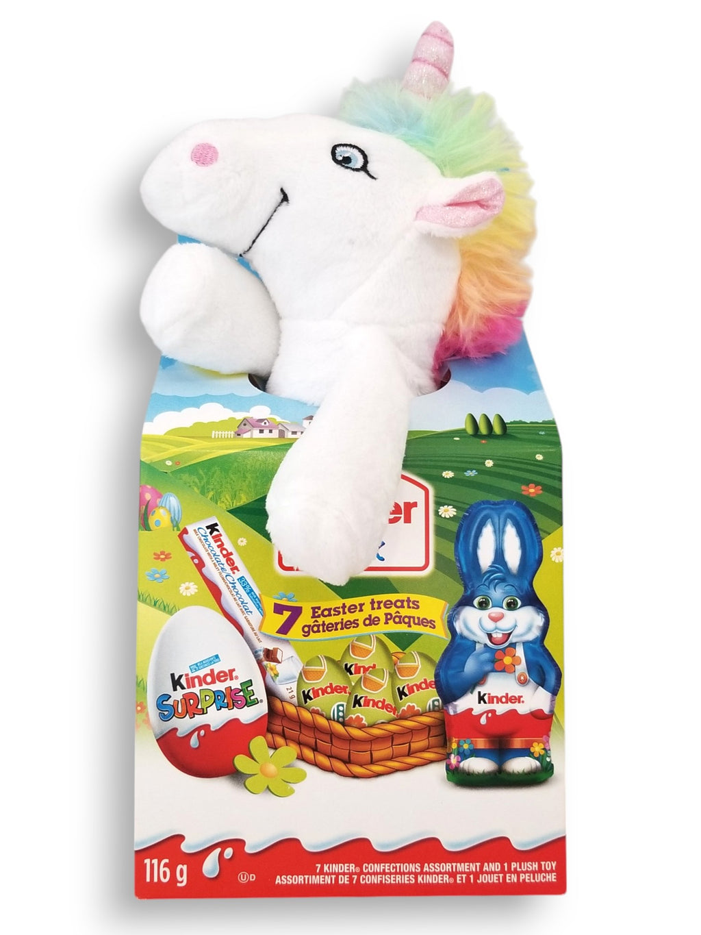 Kinder Mix, 7 Easter Treats & 1 Plush Toy, 116g/4.1 oz. - Front Of Unicorn Package