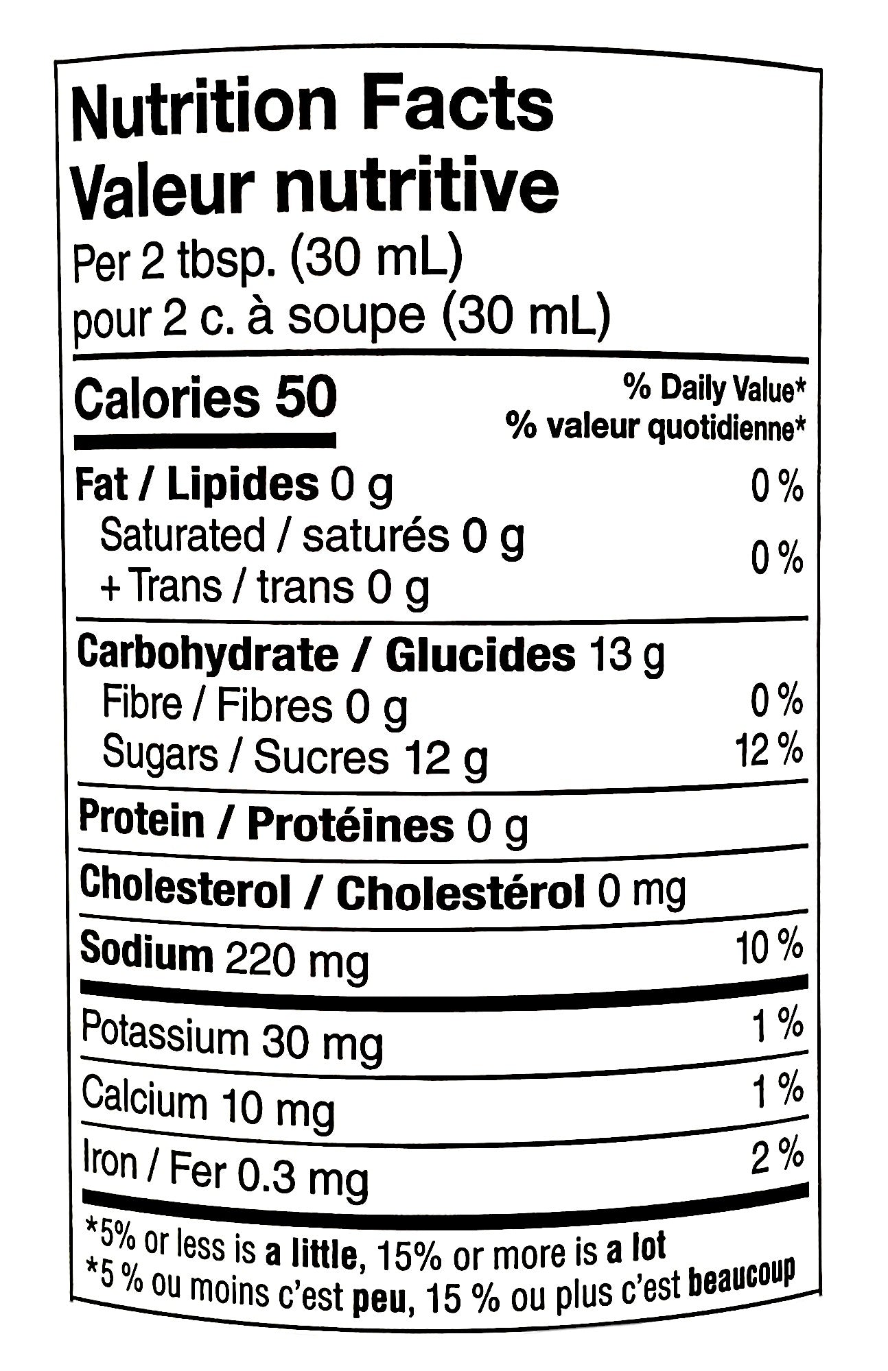 Kinder's Hot Honey BBQ Sauce, 598ml/20.2 oz., Squeeze Bottle, nutrition facts label.