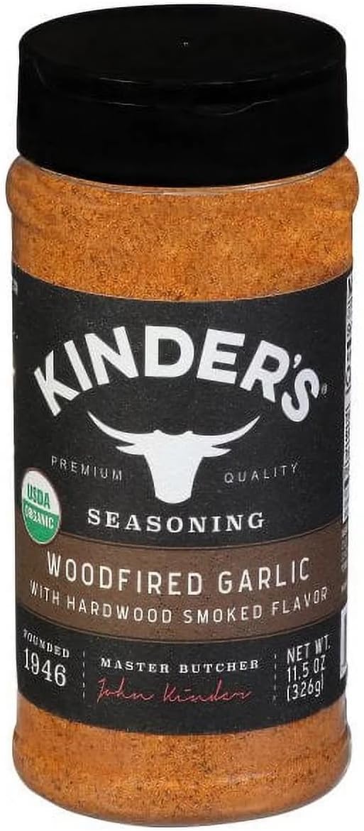 Kinder's Woodfired Garlic Seasoning with Hardwood Smoked Flavor, 326g/11.4 oz. Shaker