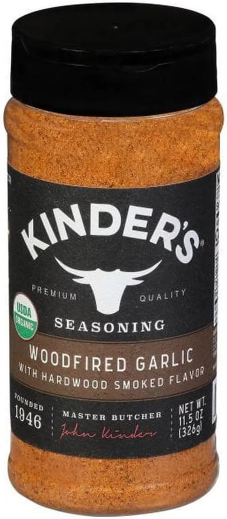Kinder's Woodfired Garlic Seasoning with Hardwood Smoked Flavor, 326g/11.4 oz. Shaker