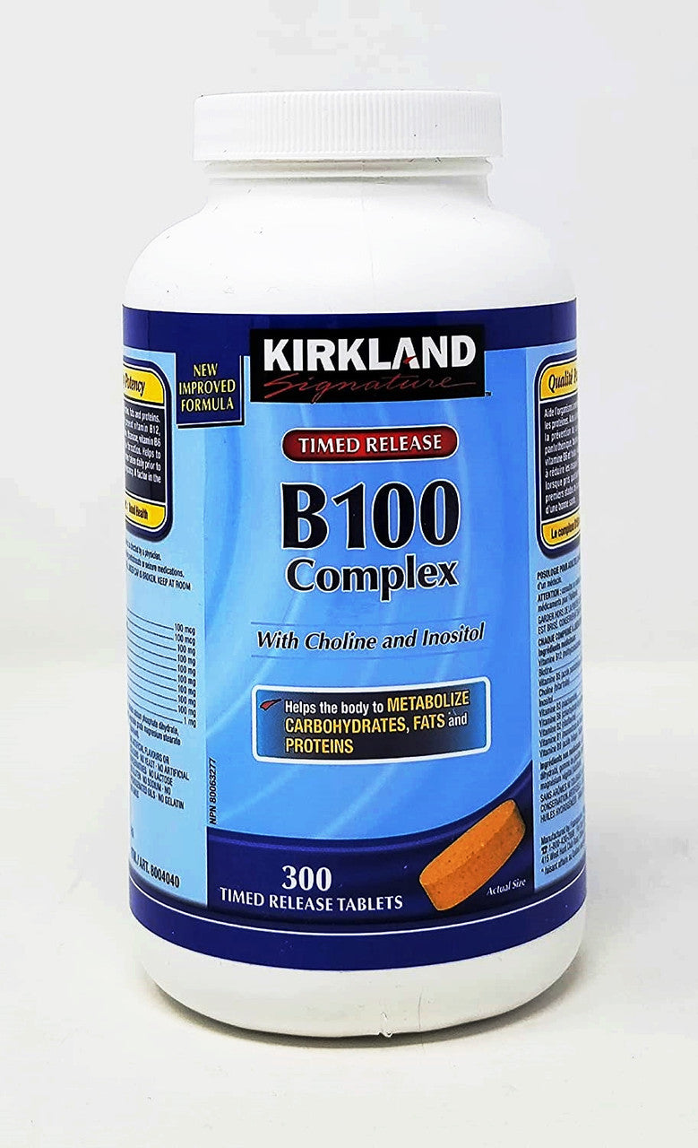 Kirkland Signature Vitamin B100 Complex, 300 tabs {Imported from Canada}