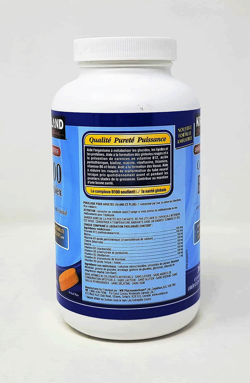Kirkland Signature Vitamin B100 Complex, 300 tabs {Imported from Canada