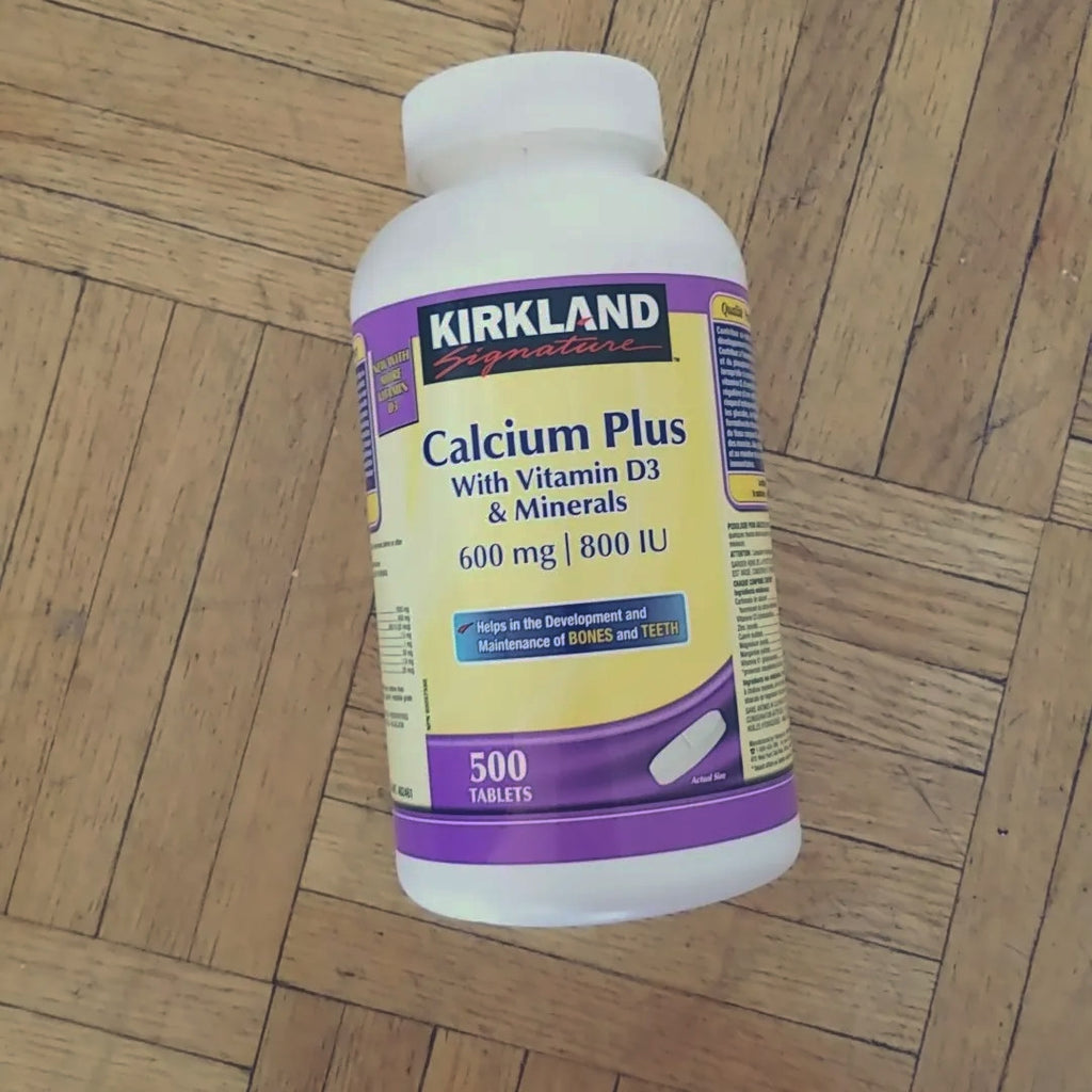 Kirkland Calcium Plus with Vitamin D3 & Minerals 600mg 500 Tablets {Imported from Canada}