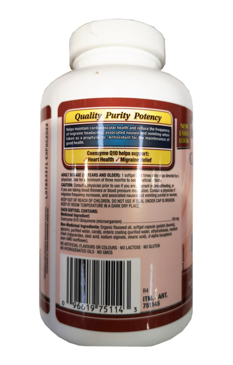 Kirkland Coenzyme Q10, 100mg, 300 enteric coated softgels, {Imported from Canada}