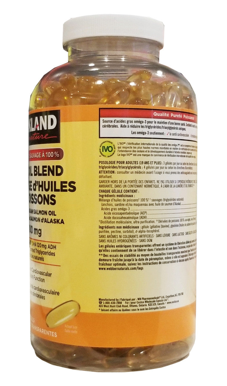 Kirkland Signature 100% Wild Fish Oil Blend with Alaskan Salmon Oil, 1000mg, 400 Softgels {Imported from Canada}