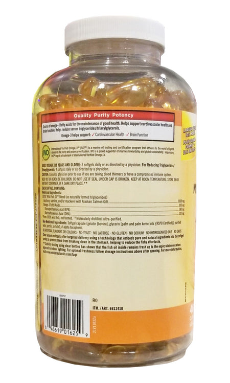 Kirkland Signature 100% Wild Fish Oil Blend with Alaskan Salmon Oil, 1000mg, 400 Softgels {Imported from Canada}