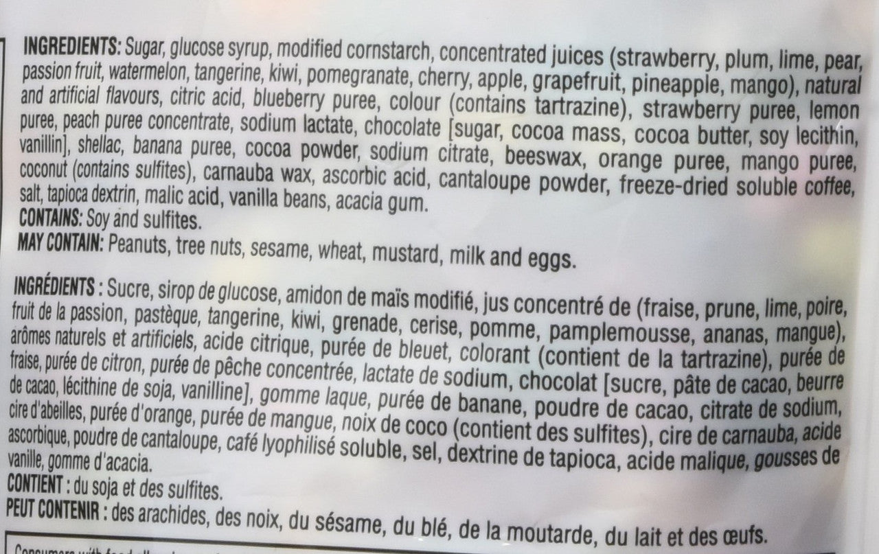 Kirkland Jelly Belly Candy, 44 Flavours, 1.1kg/2.4 lbs. Bag Ingredients