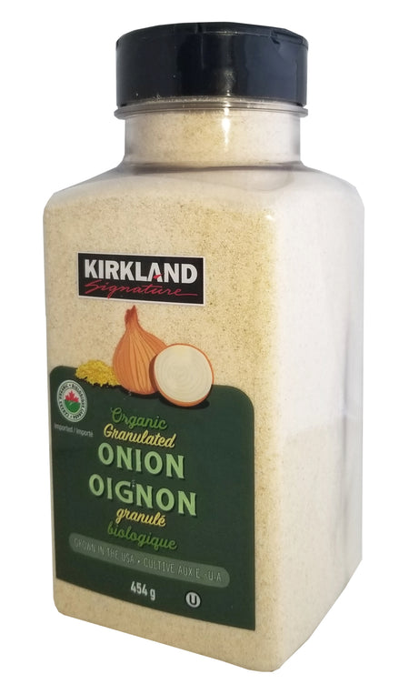 Kirkland Signature Organic Granulated Dried Onion, 454g/15.9 oz. Bottle Right Side