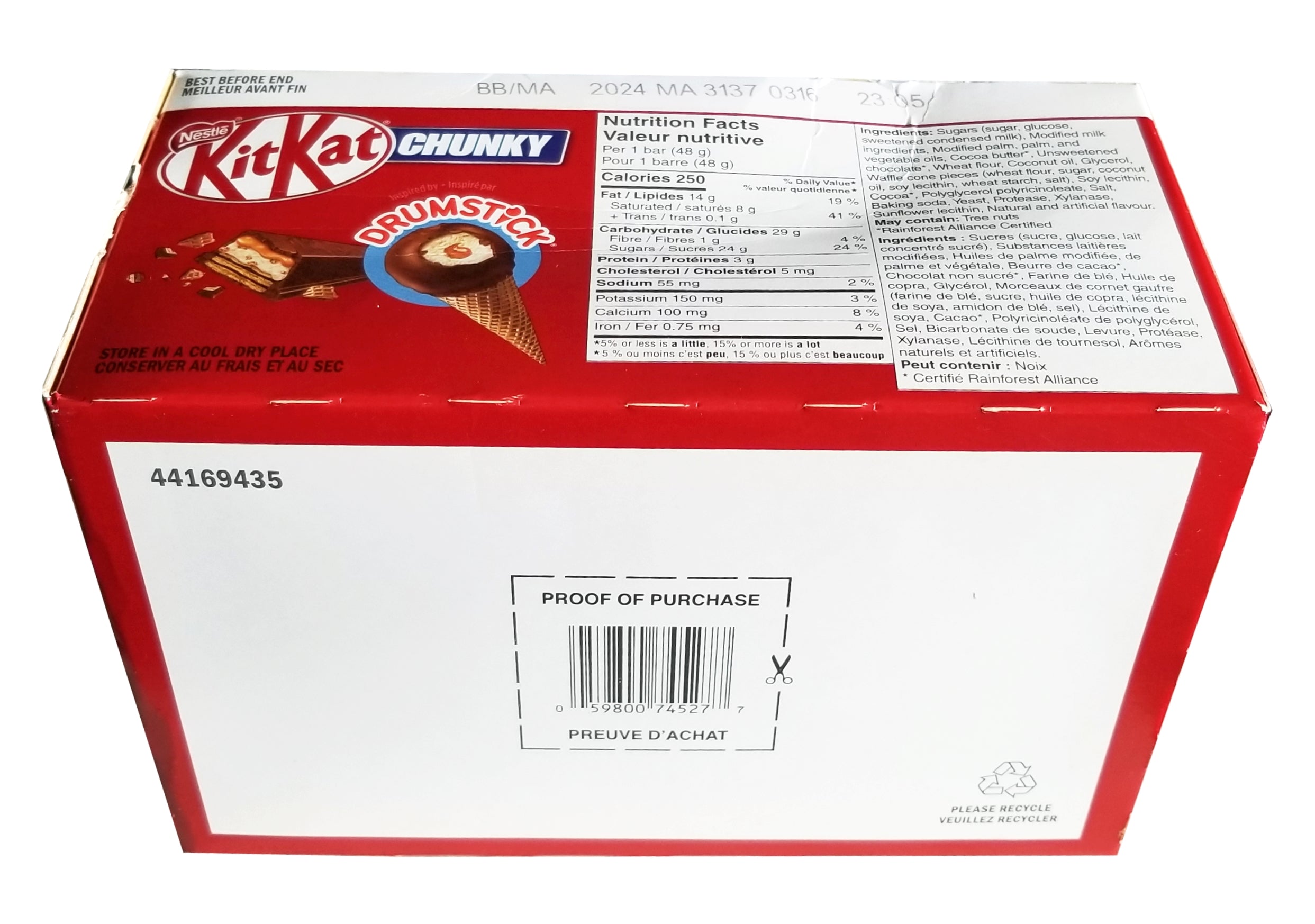 Nestle KitKat Chunky Drumstick Flavor Bars, 36 x 48g/1.7 oz. {Imported from Canada}