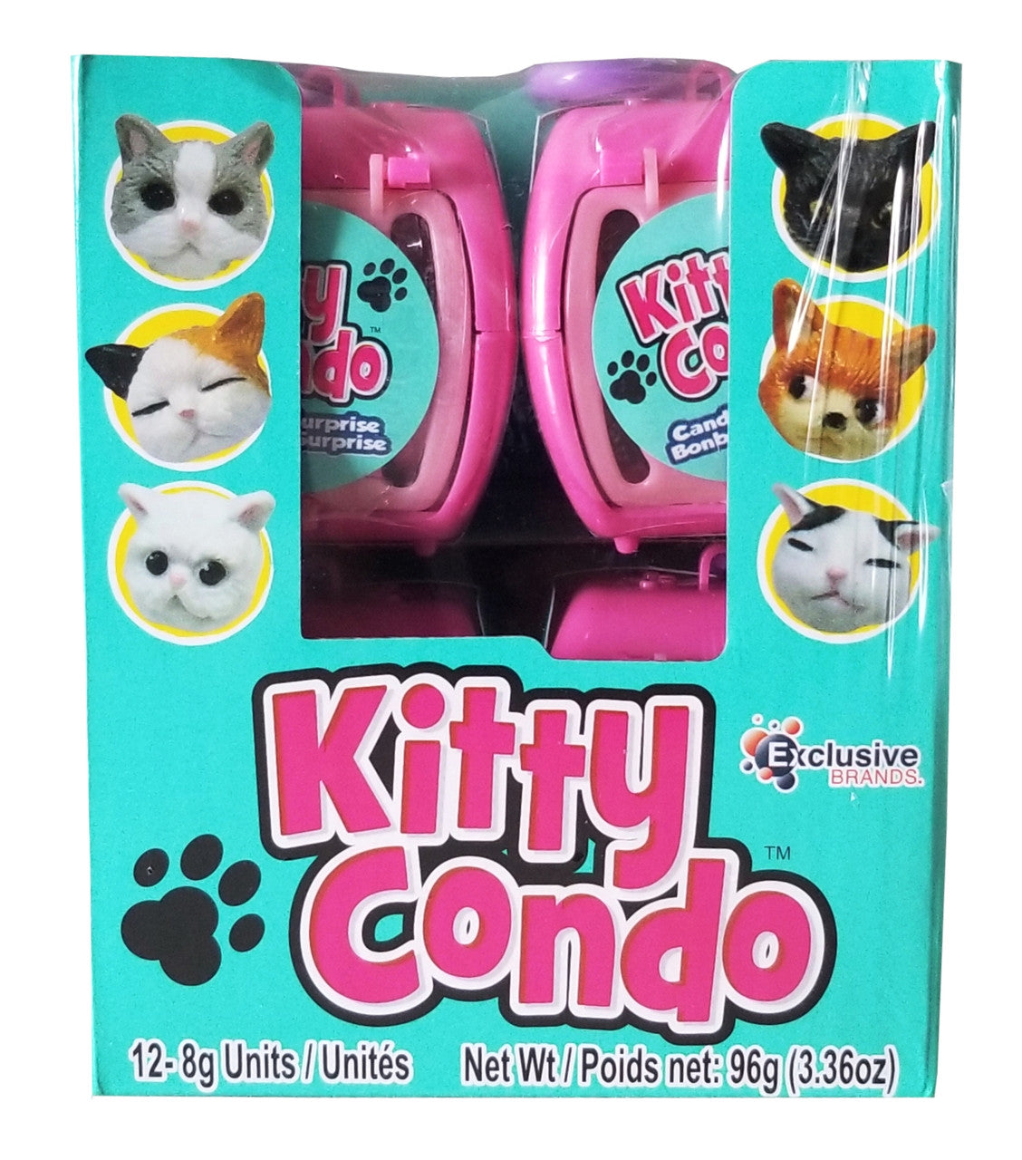 Exclusive Brands Kitty Condo filled with Candy, (12 x 8g/0.3 oz.), 96g/3.36 oz., Box {Imported from Canada}
