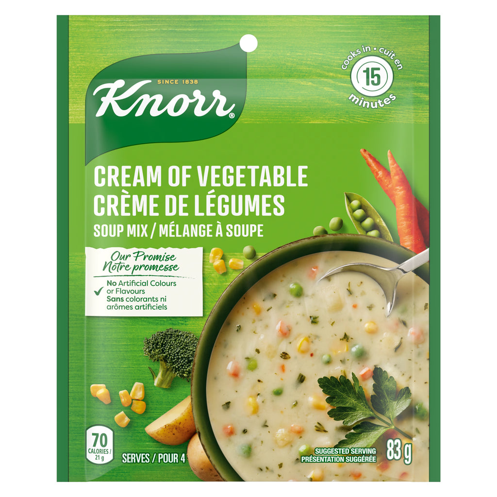 Front of Knorr Cream Of Vegetable Soup Mix, 83g/2.9 oz., Pouch