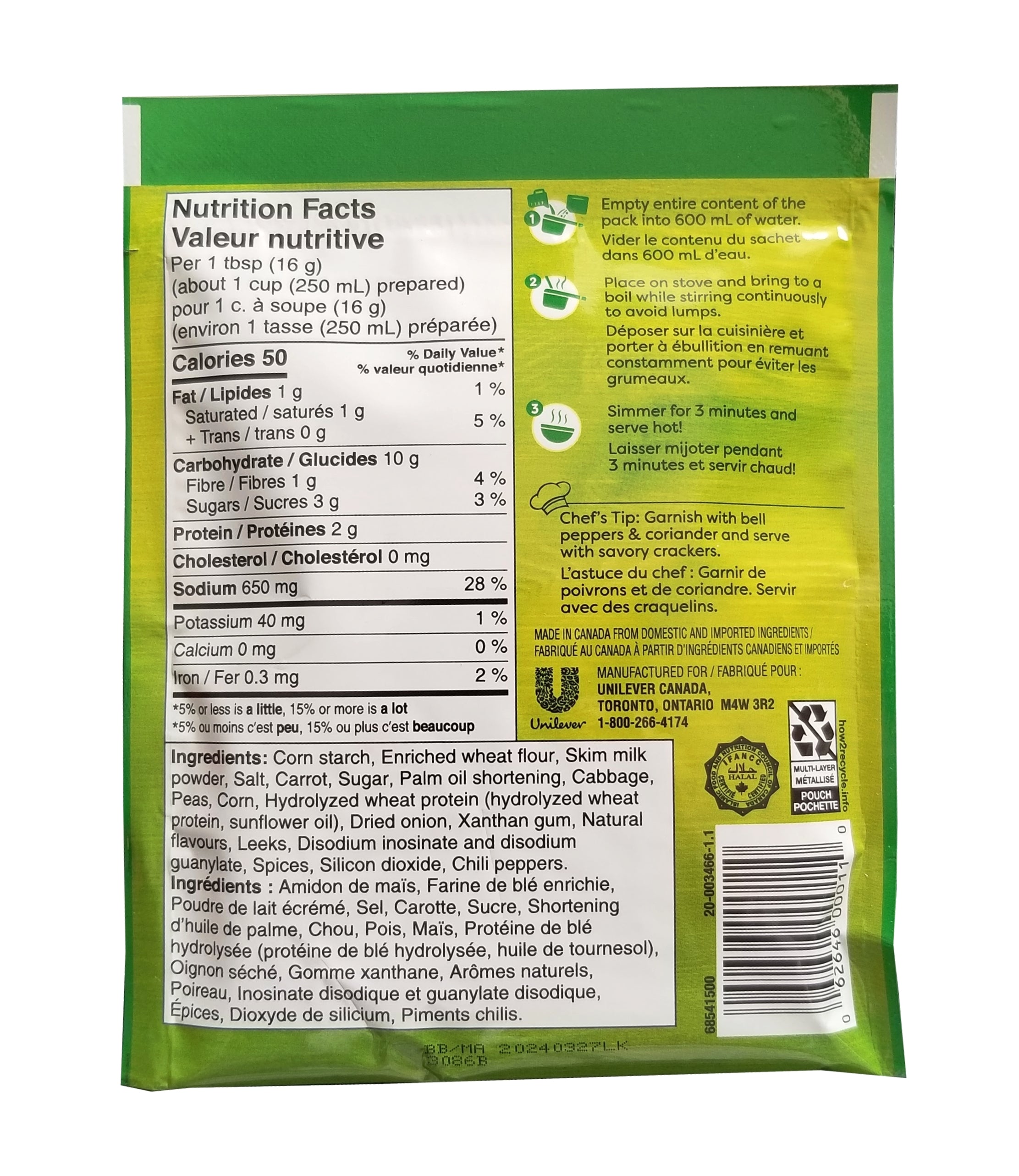 Knorr Mixed Vegetables Soup Mix, Authentic Indian Style Taste, 43g/1.5 oz. Pouch {Imported from Canada}