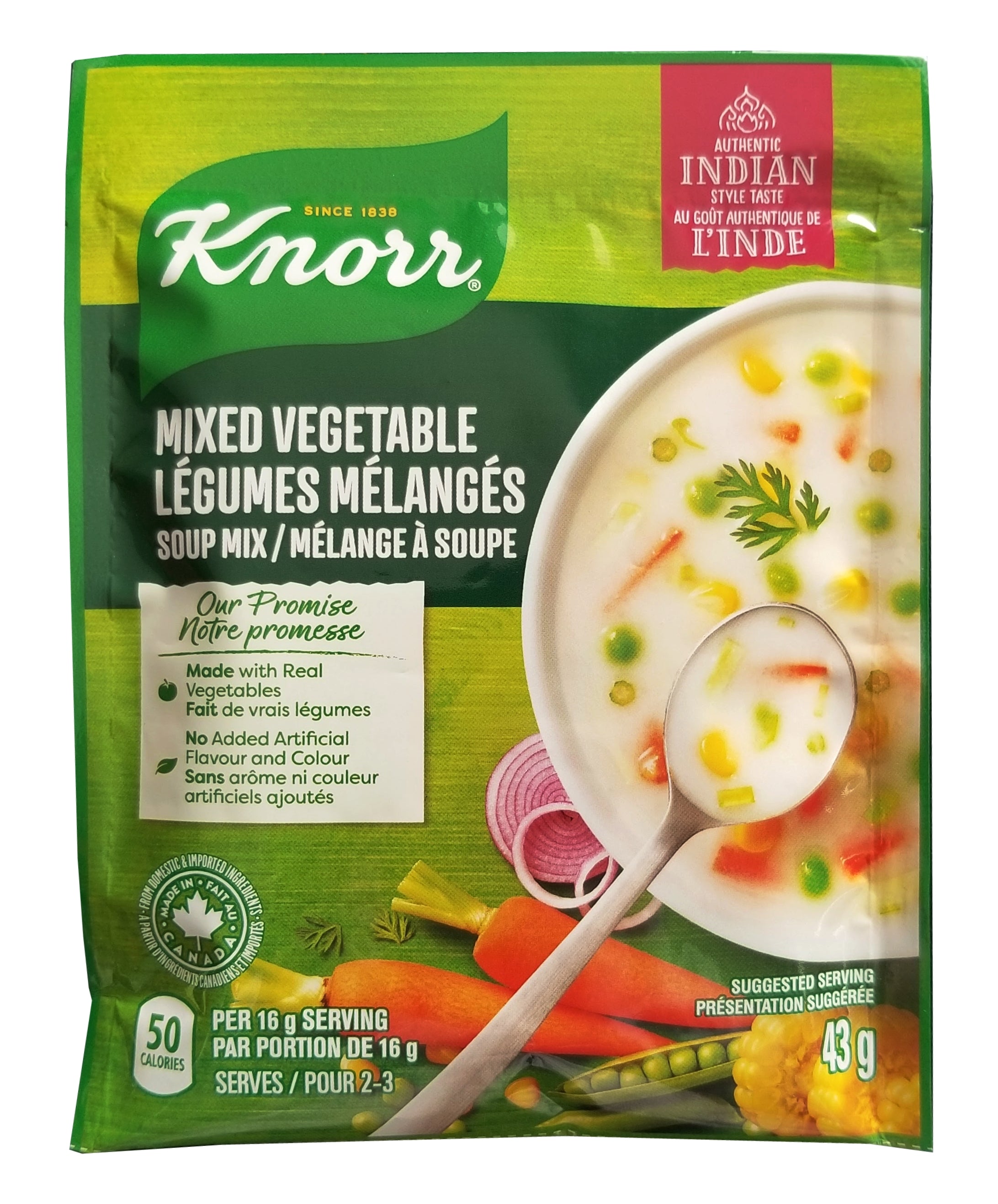 Knorr Mixed Vegetables Soup Mix, Authentic Indian Style Taste, 43g/1.5 oz. Pouch {Imported from Canada}
