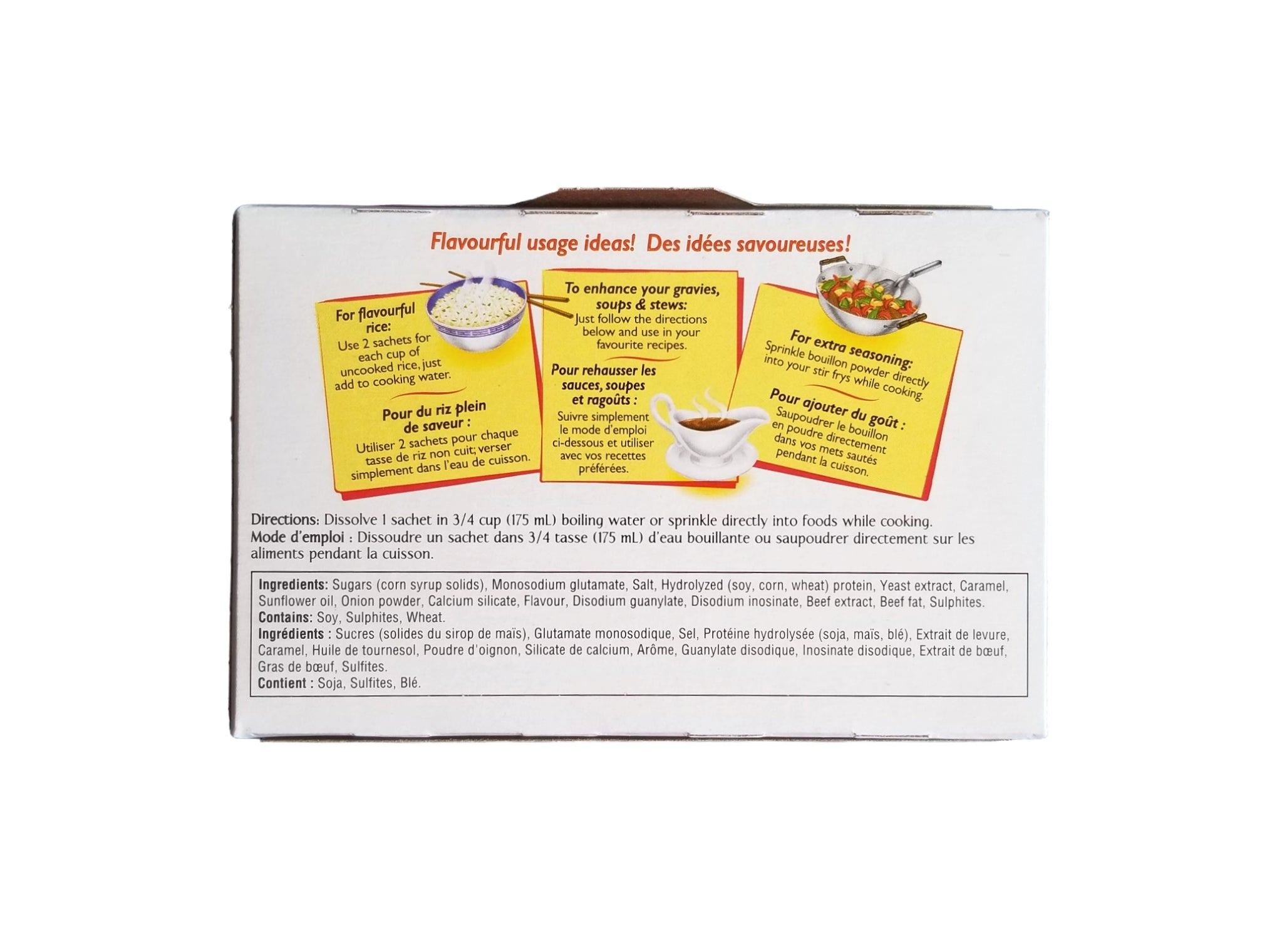 Knorr OXO Beef Bouillon Powder, 25% Less Salt, 16 sachets, 72g/2.5 oz. Box