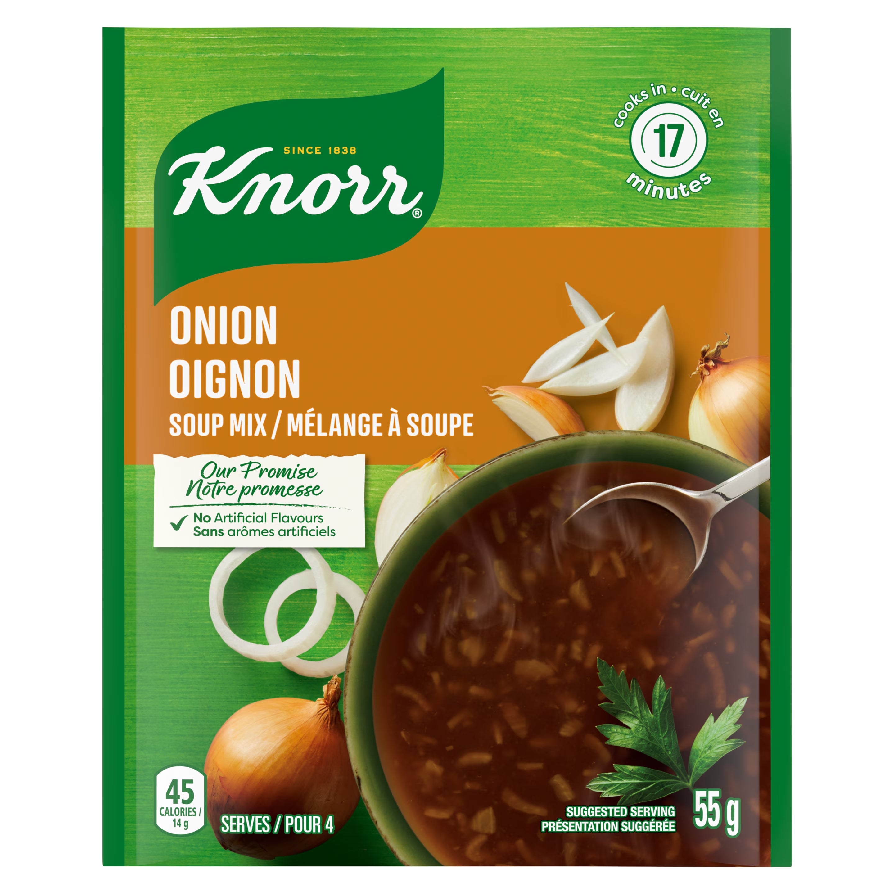 Front of Knorr Onion Soup Mix, 55g/2 oz., Pouch