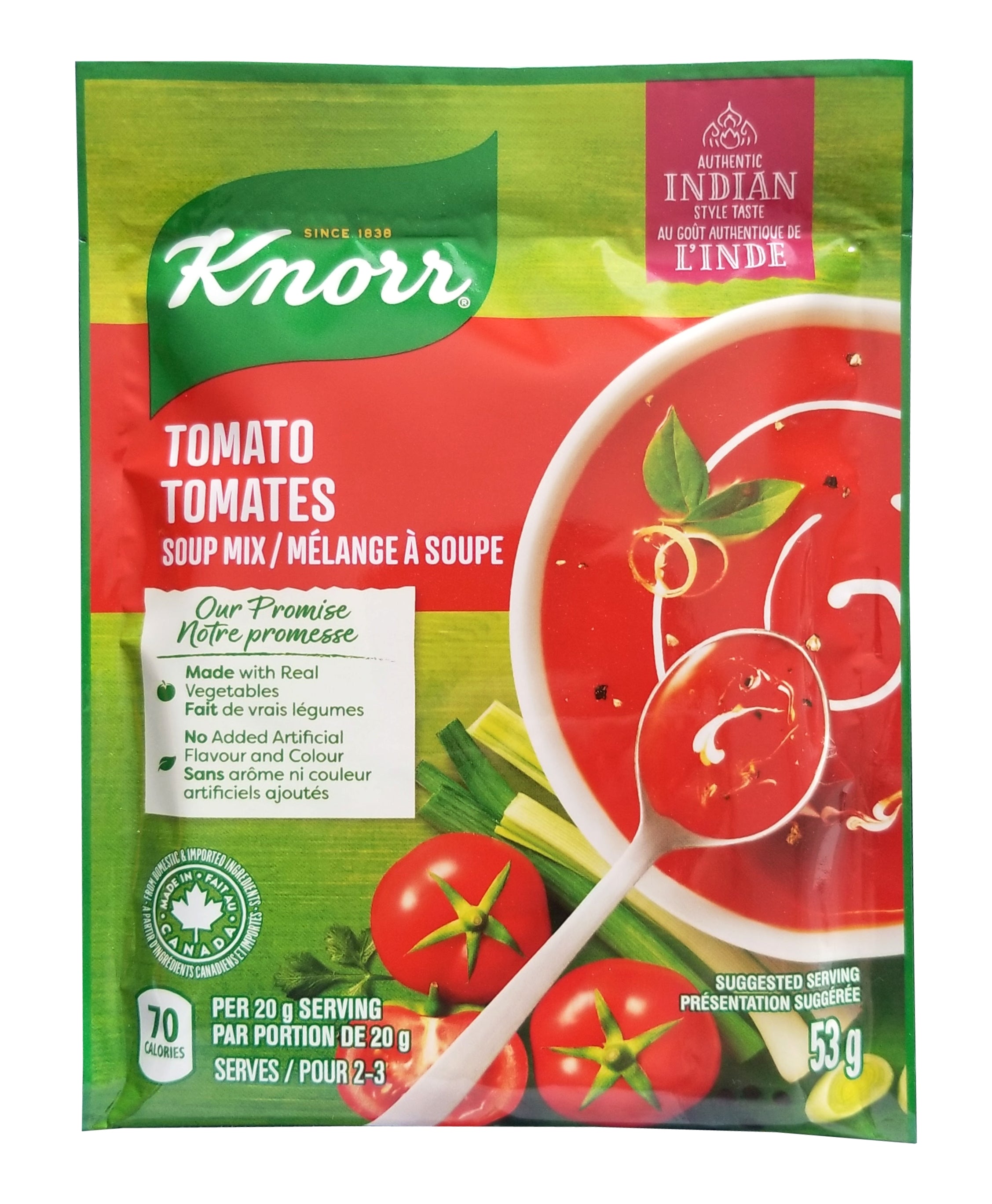 Knorr Tomato Soup Mix, Authentic Indian Style Taste, 53g/1.9 oz. Pouch {Imported from Canada}