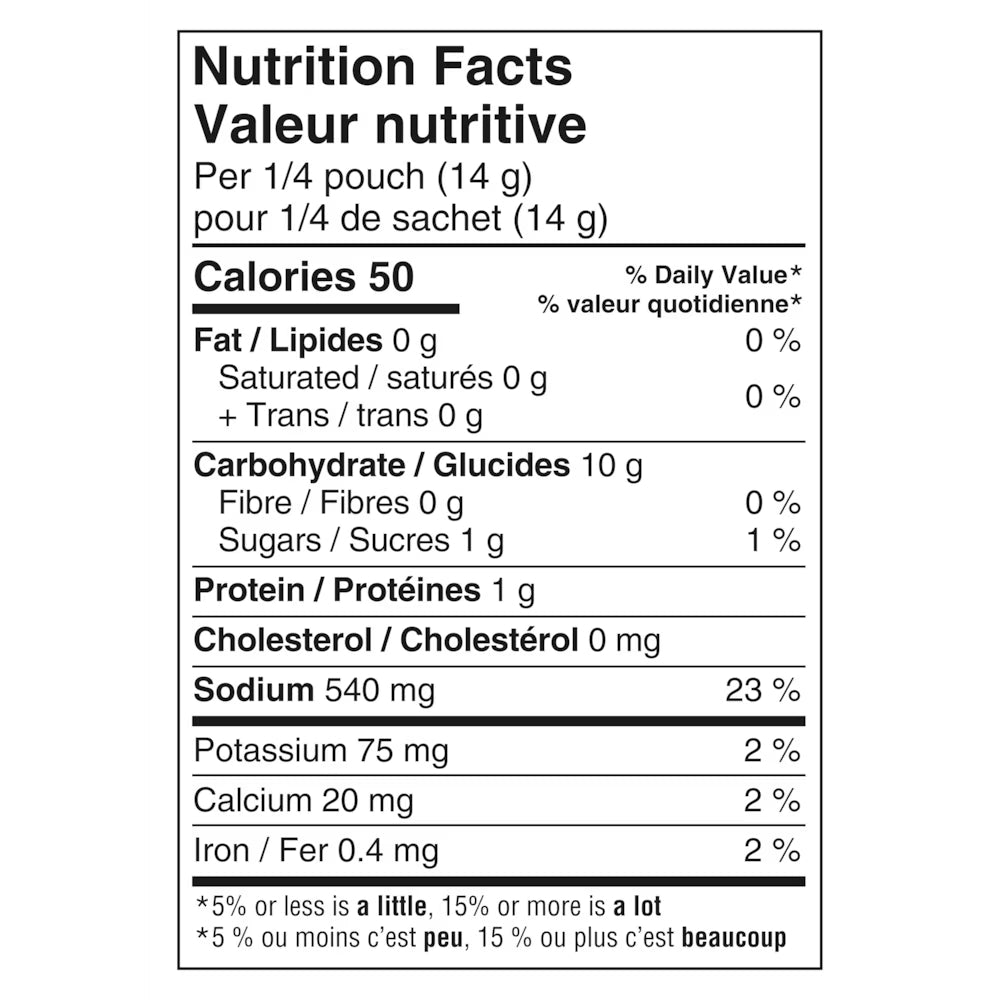 Nutrition facts label of Knorr Cream Of Broccoli Soup Mix, 52g/1.8 oz., Pouch