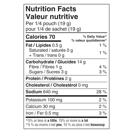 Nutrition facts label of Knorr Cream Of Leek Soup Mix, 77g/2.7 oz., Pouch