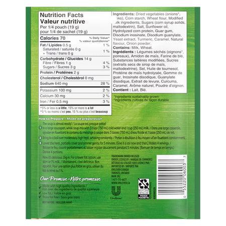 Back of Knorr Cream Of Leek Soup Mix, 77g/2.7 oz., Pouch