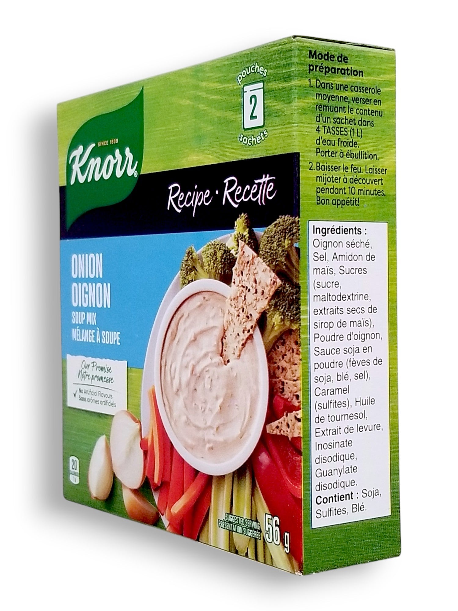 Knorr Recipe Onion Soup Mix 2 Pouches-56g/2oz. - Left Side Of Box