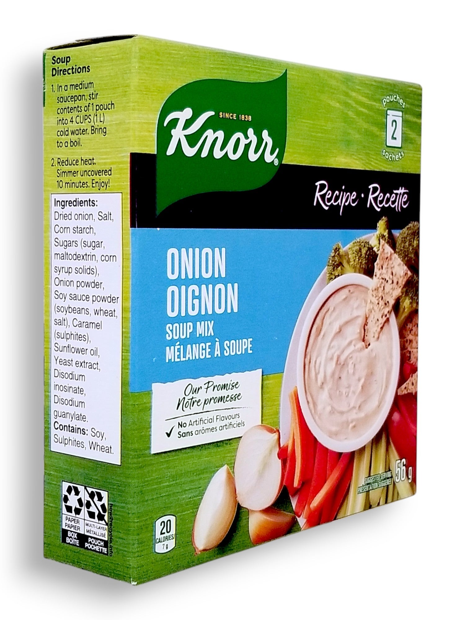 Knorr Recipe Onion Soup Mix 2 Pouches-56g/2oz. - Right Side Of Box